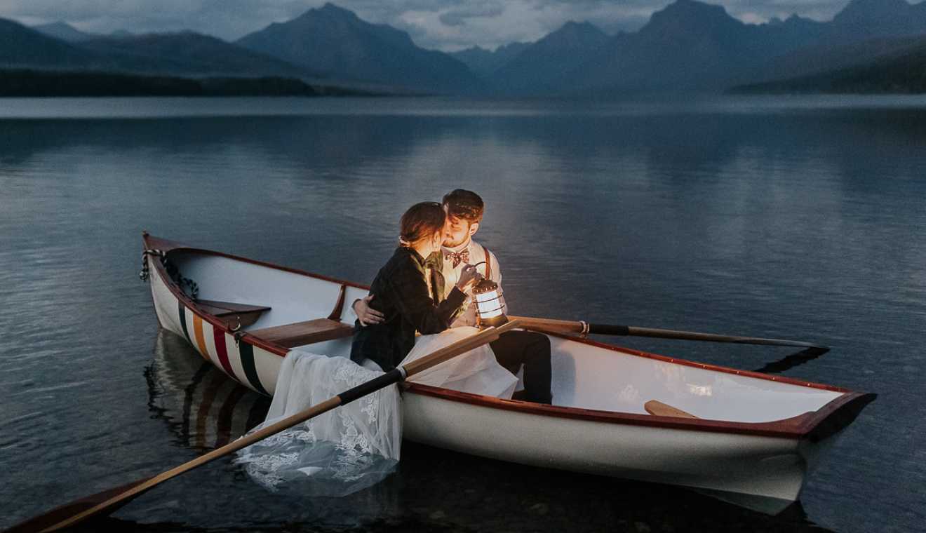 glacier national park elopement photographer montana wedding canoe outdoor elope