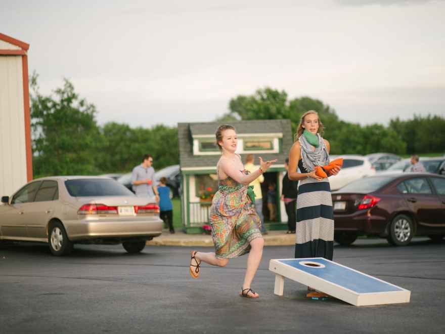 corn hole in action