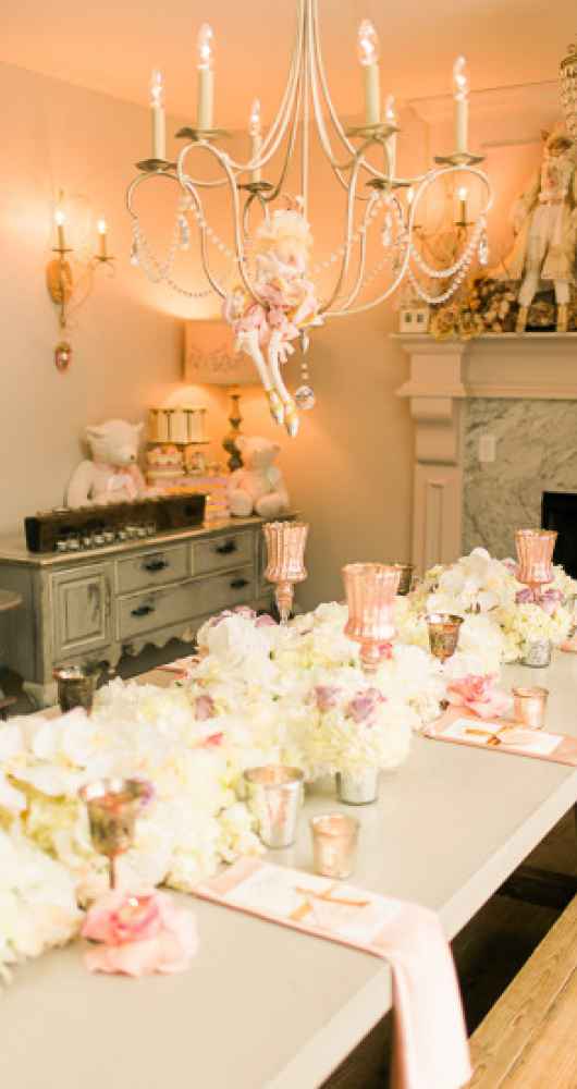 chandalier with brilliant tablescape