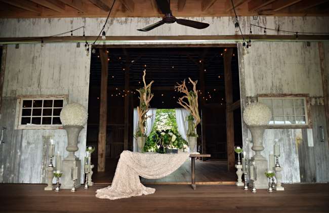 Ceremony Decor in Hidden Vineyard Wedding Barn