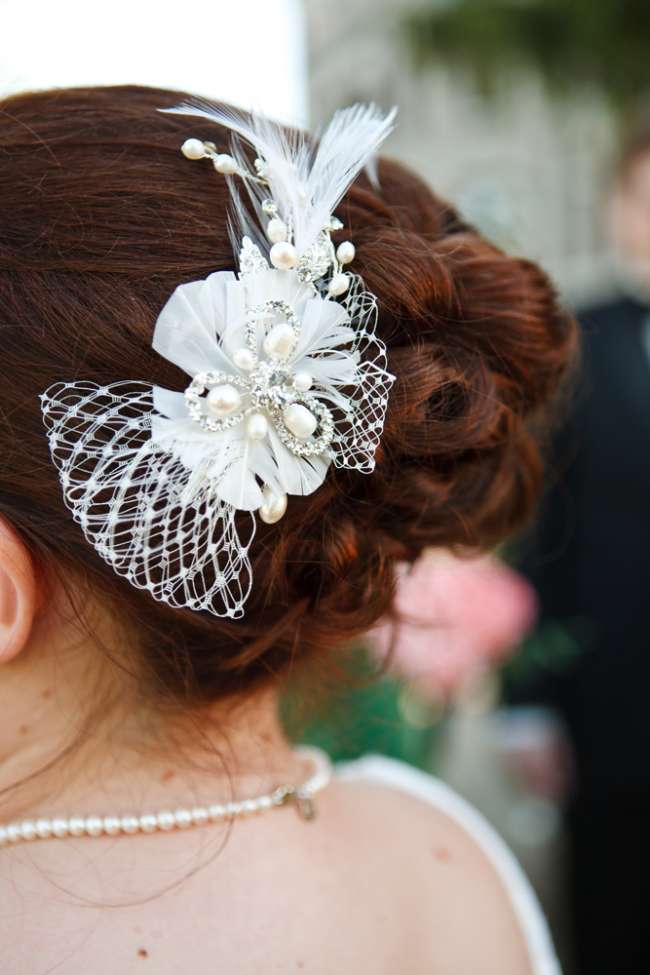 Bow headpiece on updo