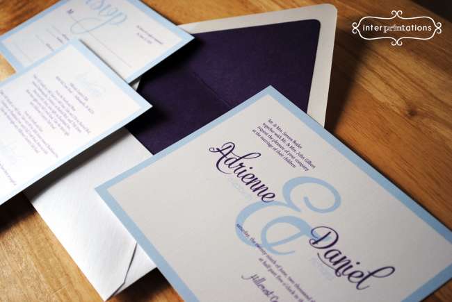 Blue and white wedding invitations
