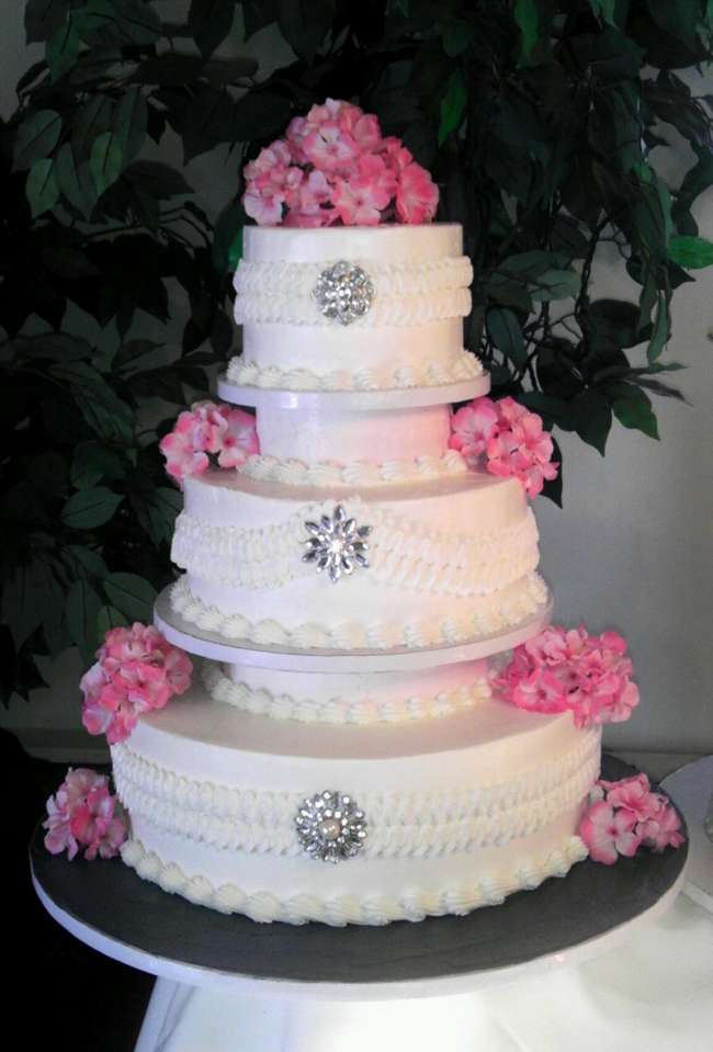 Three-tiered wedding cake