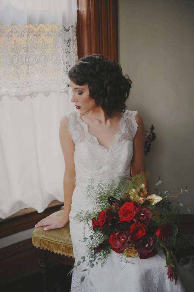 Vintage Bride with Bouquet