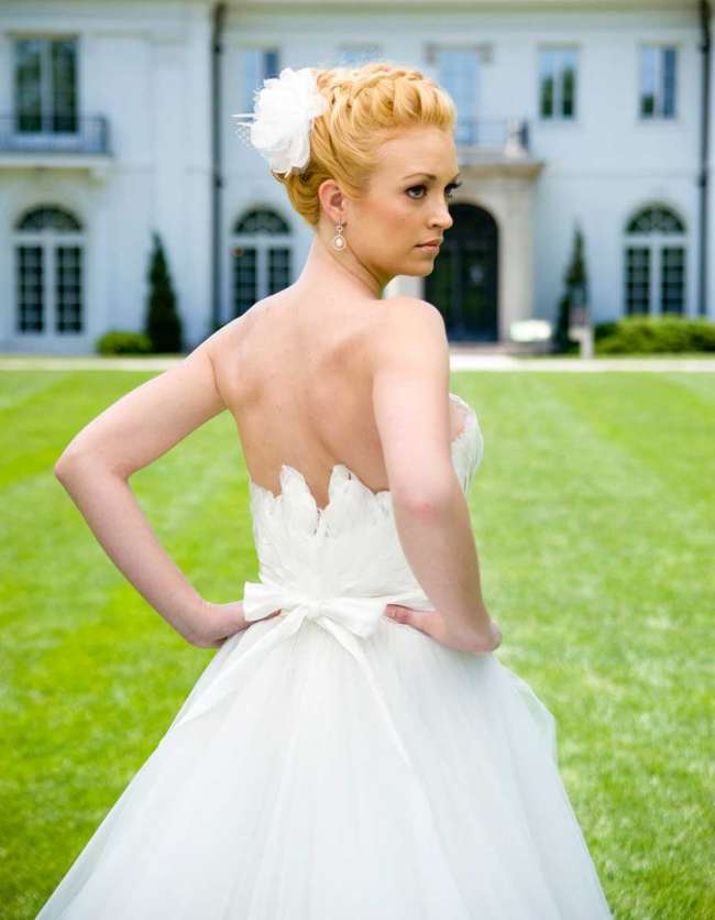 Bride with Braided Updo and Strapless Dress