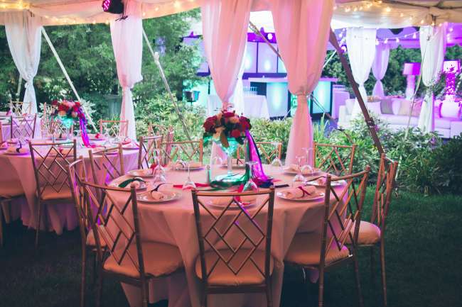 Pink & White Outdoor Reception