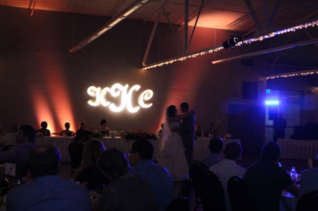 Monogram initials at a wedding reception
