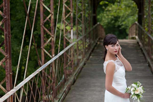 A Bride Posing on the Bridge