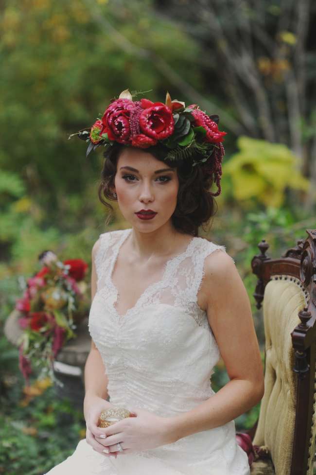 Bride with Floral Headpiece