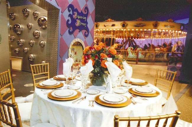 Elegant reception with carousel backdrop