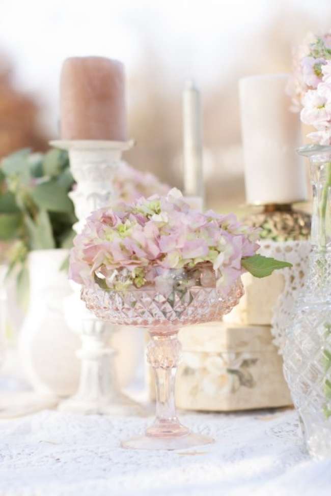 Crystal vases and candles