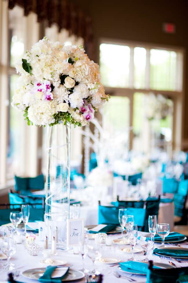 Tall white floral centerpiece
