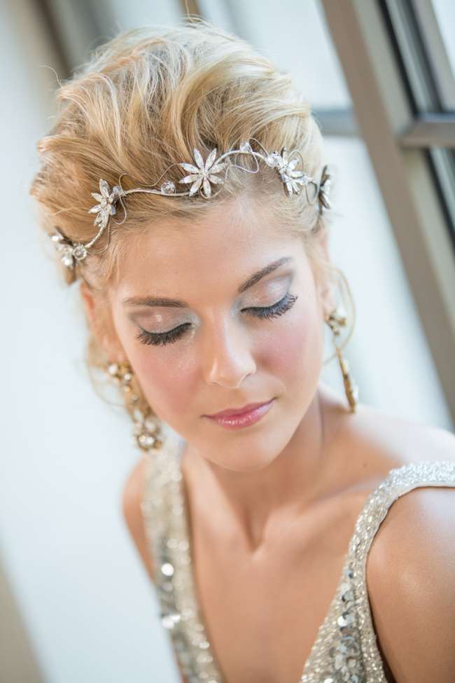 Glamourous Headpiece Complimented With Silver Eye Shadow