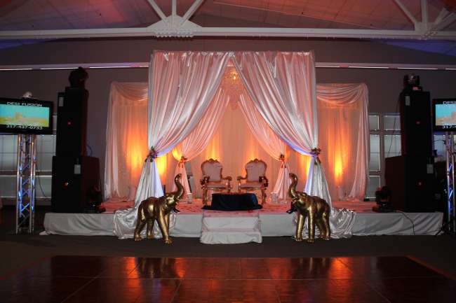 Wedding reception seats for bride and groom