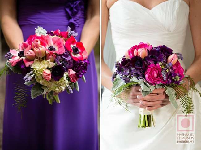 Purple and pink wedding bouquet