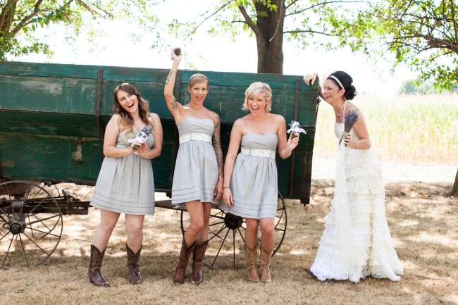 Casual Bridesmaids in Cowboy Boots