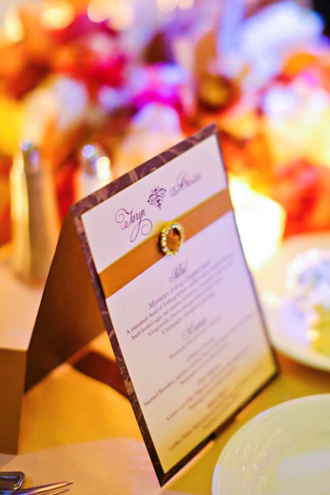 Menu With Ribbon & Jeweled Accent