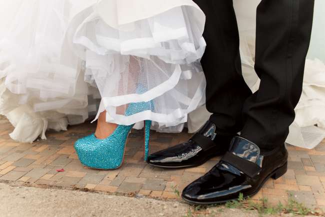 Sparkly Turquoise Heels & Classic Dress Shoes
