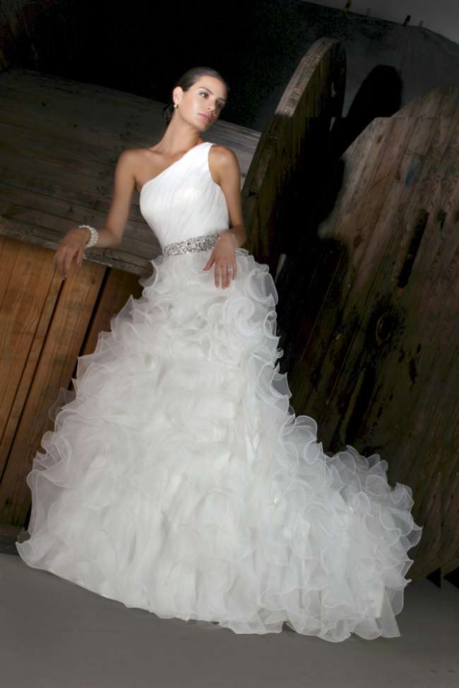 Bride with One Shoulder Dress