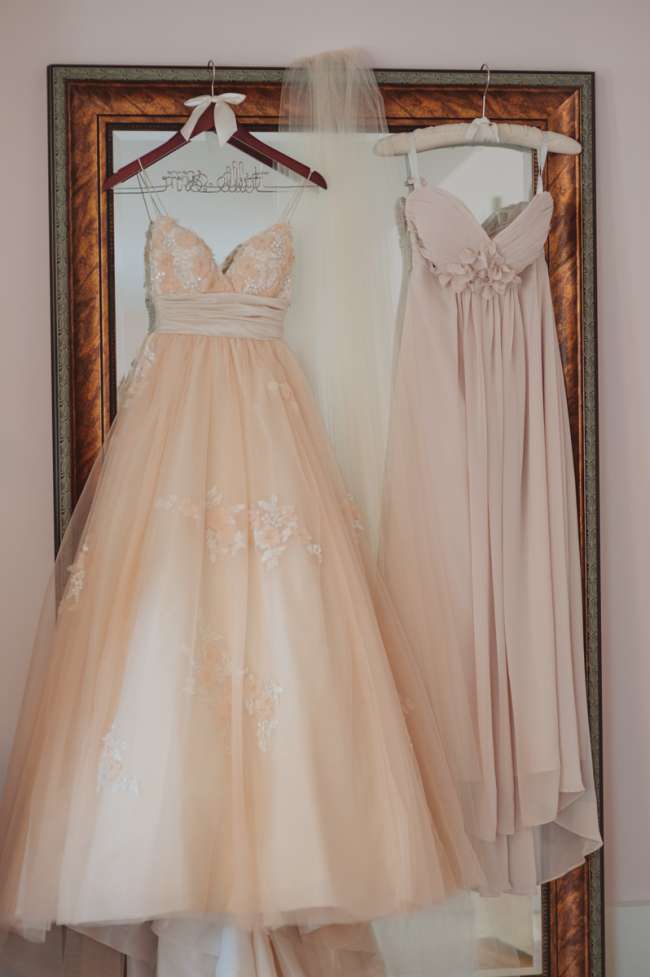 Blush Wedding Gown & Bridesmaid Dress