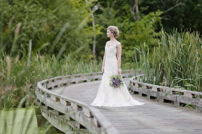 Bride on Bridge at White Hawk Country Club
