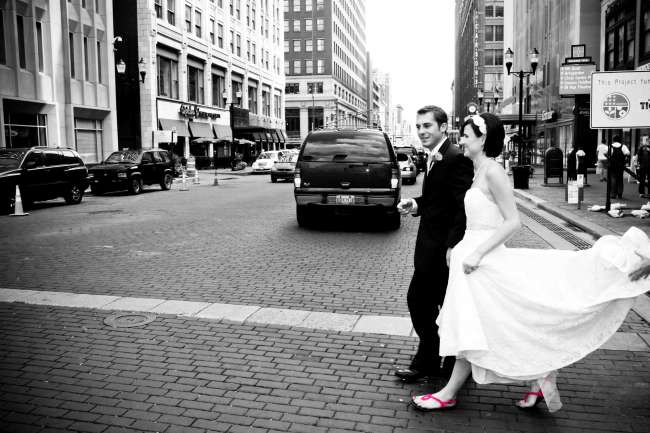 A Bride and Groom Downtown