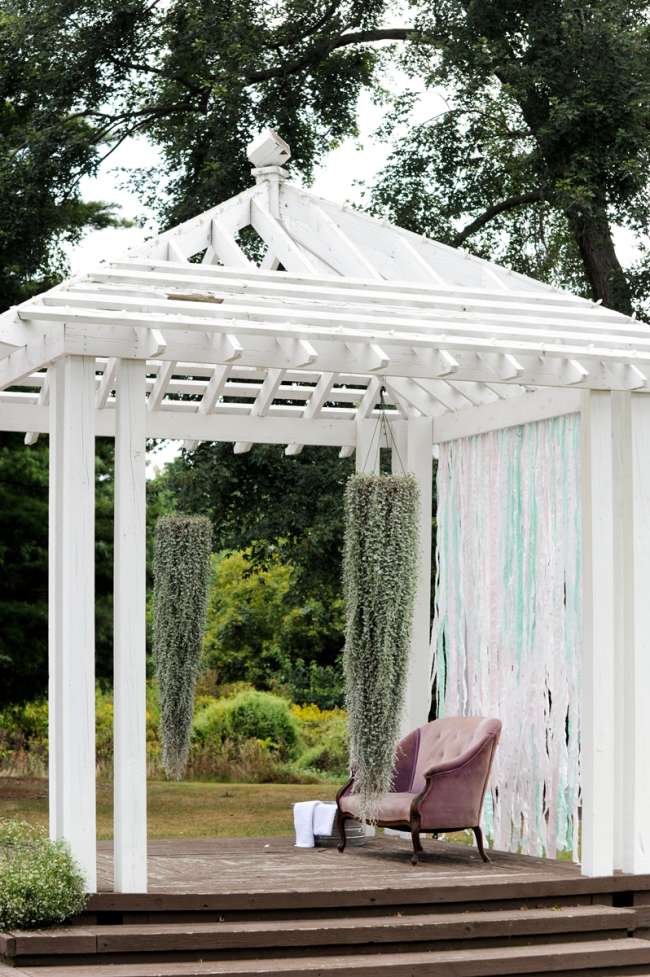 White Pergola with Vintage Couch