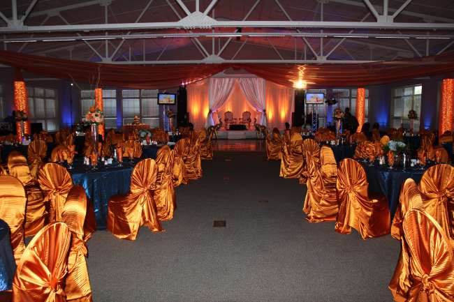 Orange themed wedding reception