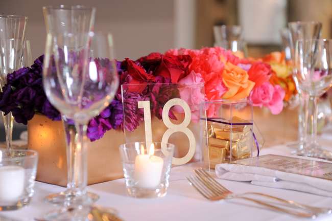 Modern Table Number With Bright Flowers