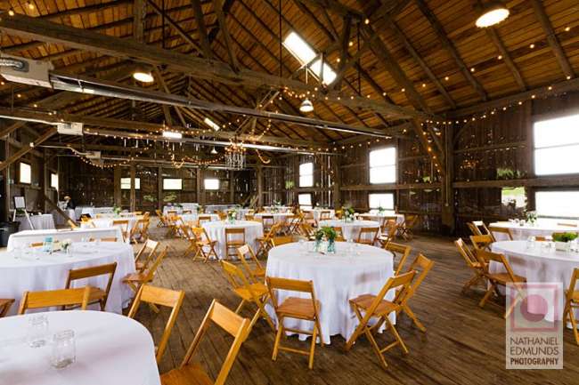 Rustic reception in barn