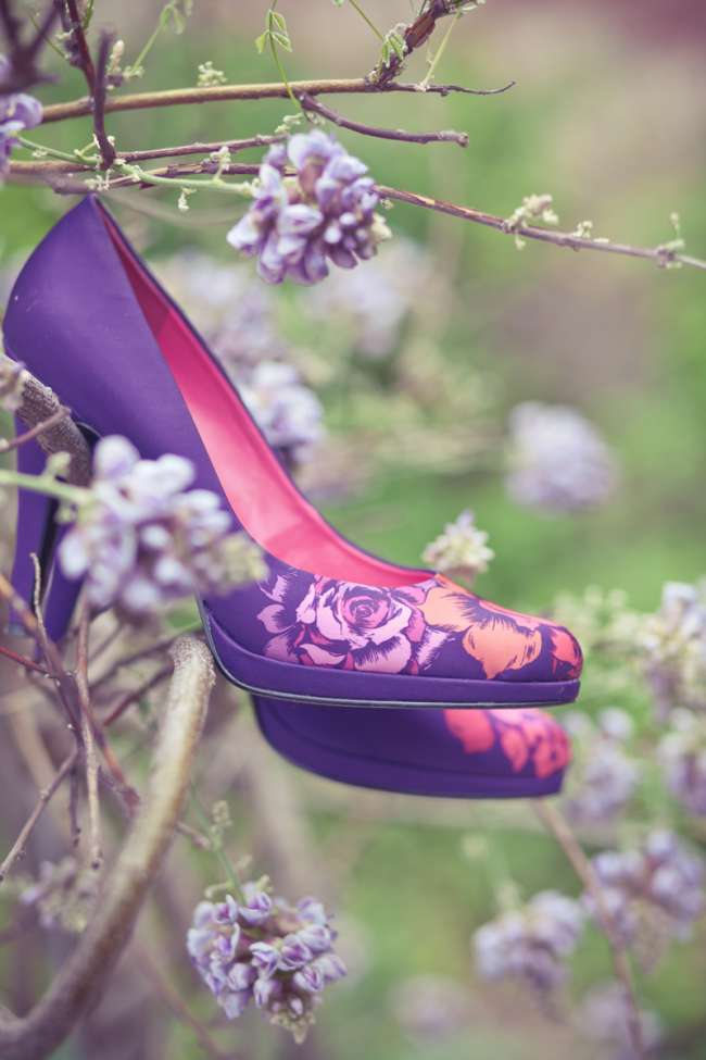 Floral Printed Purple High Heels