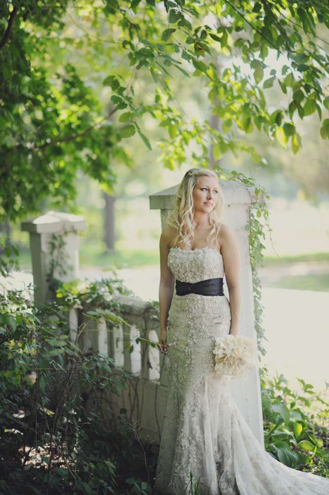 Bride in Textured, Strapless Ivory Gown 