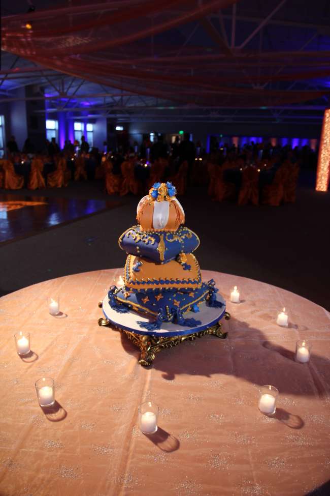 Unique wedding cake at reception