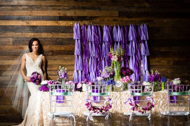 Bride by Purple & Ivory Tablescape