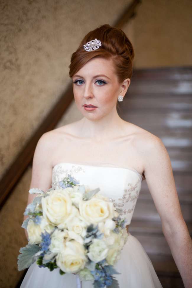 Bride With Elegant Updo & Crystal Hairpiece