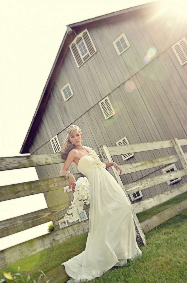 Bride in Front of Barn