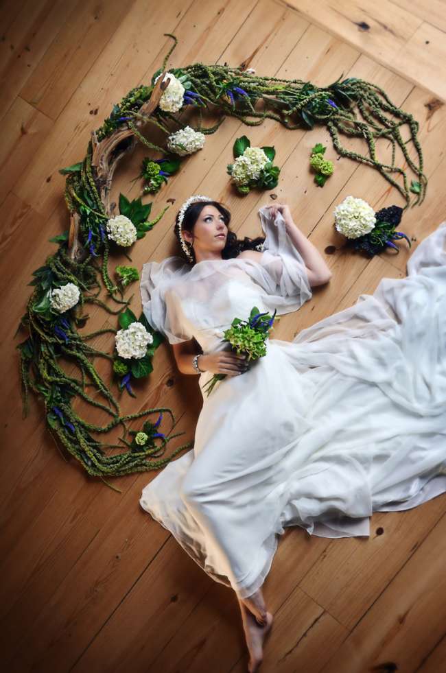 Bride Surrounded by Lush Greens