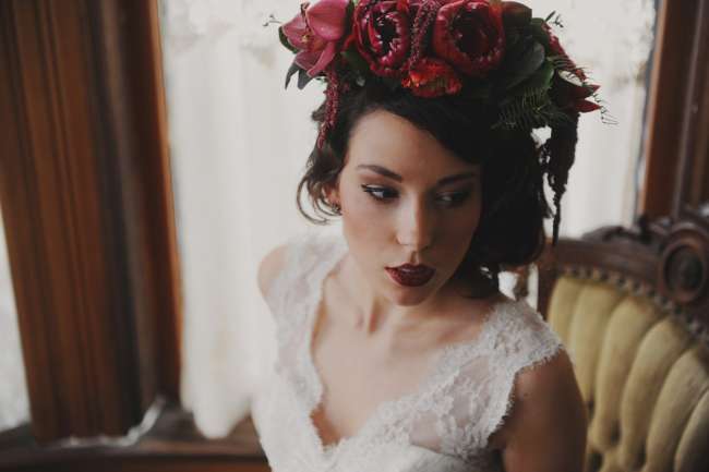 Vintage Bride with Flower Headpiece