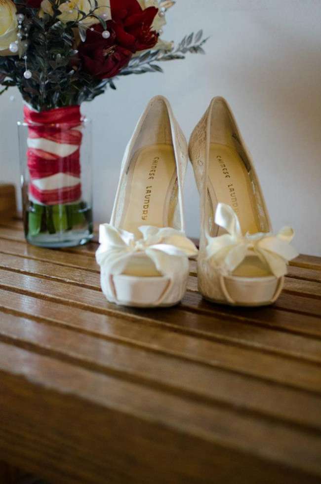Ivory Heels With Bow Detail