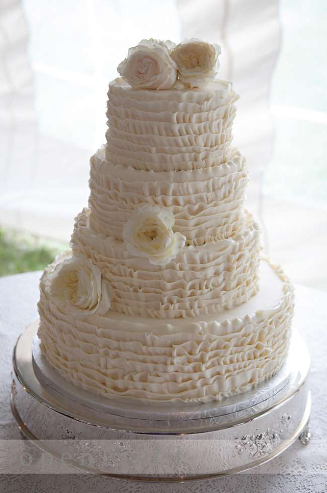 Butter Cream Ruffles with Ivory Roses