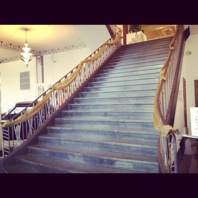 Gold Fabric Along Stairwell