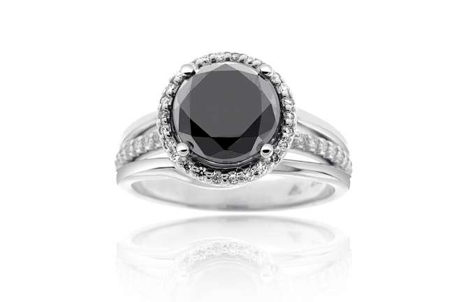 Round, Black Diamond Engagement Ring