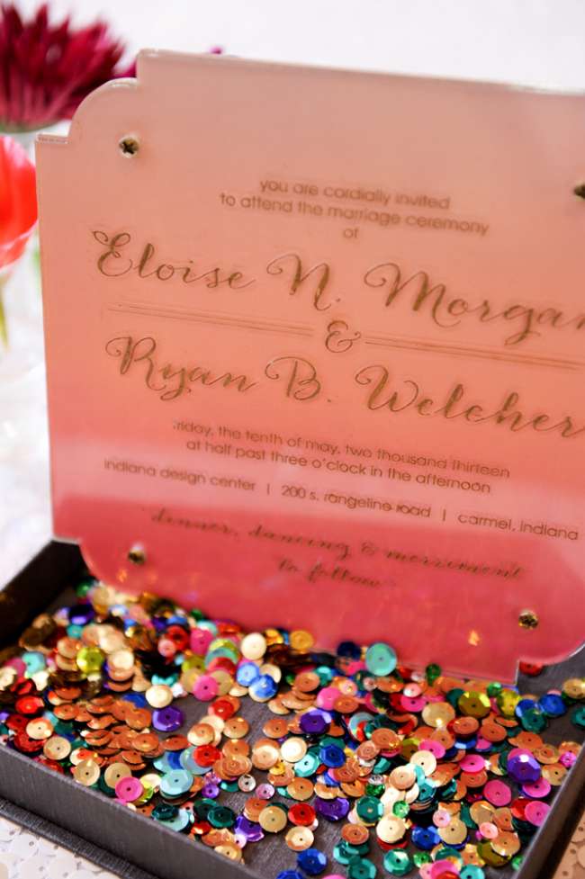 Watercolor Invitation With Sequins