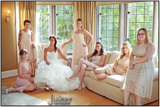 Bride Sitting With Her Bridesmaids