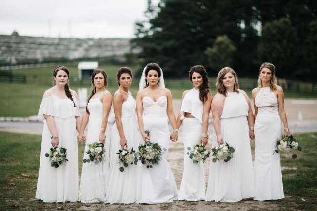 all white bridesmaids