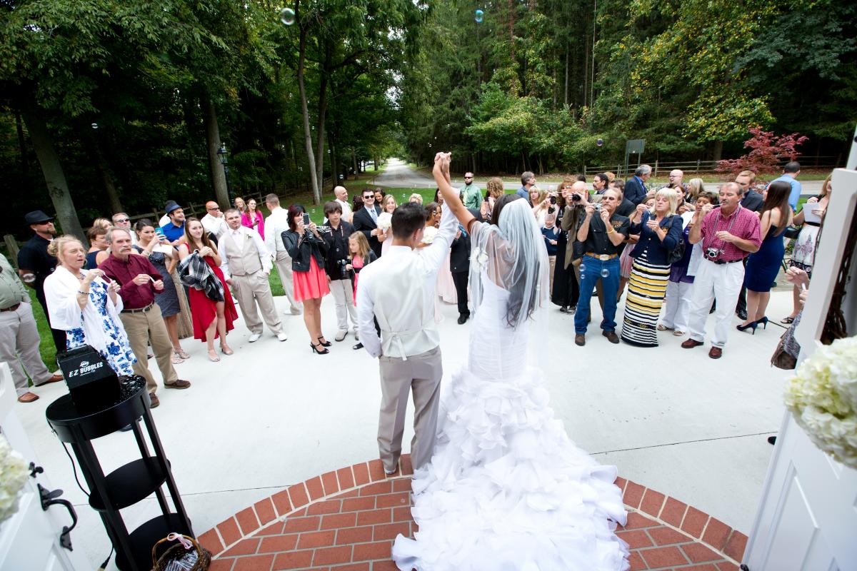 guests outside wedding ceremony