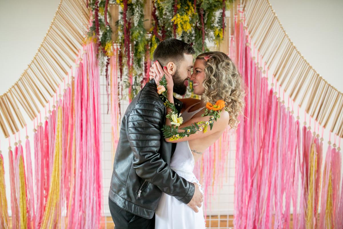 Punk Meets Boho in this Bright + Colorful Elopement Wedding Styled