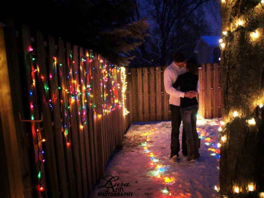 couple kissing after proposal