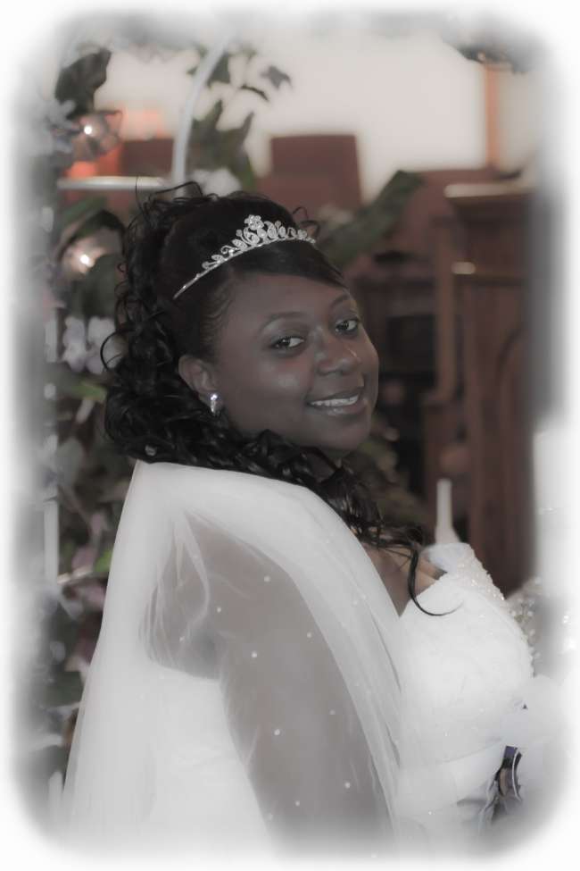 Bride Wearing a Tiara & Jeweled Veil