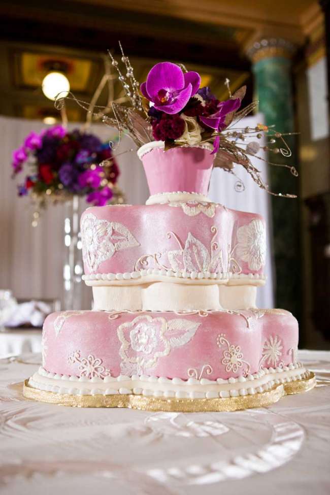 Whimsical Pink & Ivory Cake